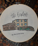 Custom Embroidery and Watercolor House Portrait