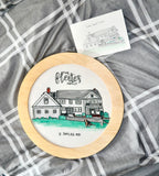 Custom Embroidery and Watercolor House Portrait