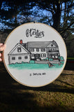 Custom Embroidery and Watercolor House Portrait