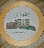 Custom Embroidery and Watercolor House Portrait
