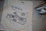 Custom Embroidery and Watercolor House Portrait