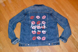 Upcycled Lipstick It to the Man Hand Painted Denim Jacket - Holiday Gifts, Personalized Gifts, Gifts for Him, Gifts for Her, Gifts for Them