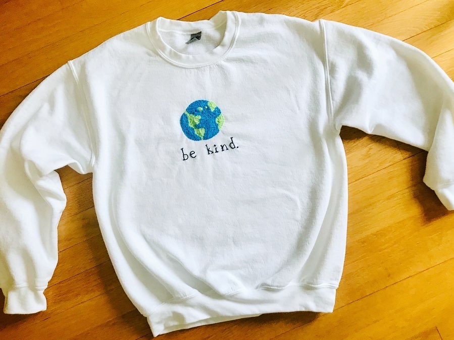 Be kind embroidered sweatshirt best sale