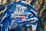 VOTE Hand Painted Denim Jacket - American Flag, Patriotic, Hand made jacket, Upcycled - Holiday Gifts, Personalized Gifts, Gifts for Her,
